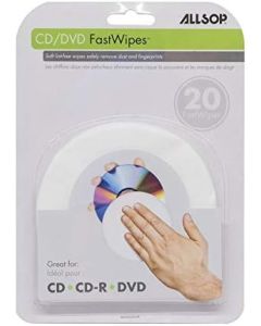 Allsop CD and DVD FastWipes, lint-free wipes for cleaning DVD, CD, PS1, PS2, XBOX & XBOX 360 Discs