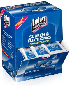 Endust for Electronics; Individually Wrapped, Portable, Anti-Static, Screen & Electronics Cleaning Wipes; 150 Count (14316)